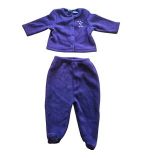 EUC VTG Fruti Tutti 2 Piece Outfit Girls 6/9 Months Purple Pink Floral Polyester